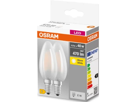 LED BASE kerte mat 470lm 4W/827 (40W) E14 2-pak - Image 2