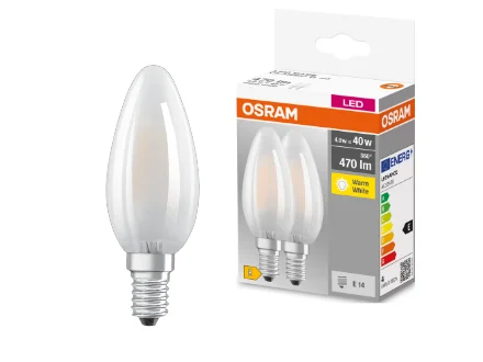 LED BASE kerte mat 470lm 4W/827 (40W) E14 2-pak