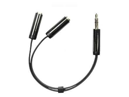 Deltaco 3.5mm stereo male to 2x 3.5mm stereo female, 0.1 m