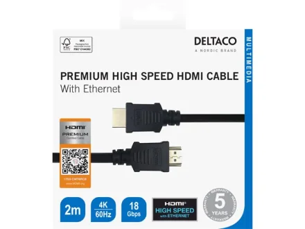 Deltaco Premium High HDMI cable 4K@60Hz 1m - Data