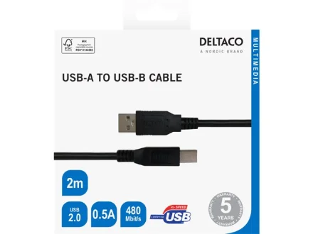 Deltaco USB - Type A - Type B 3m - Image 2