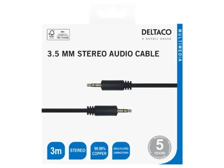Deltaco Audio cable 3,5mm male-male 3m - Image 3